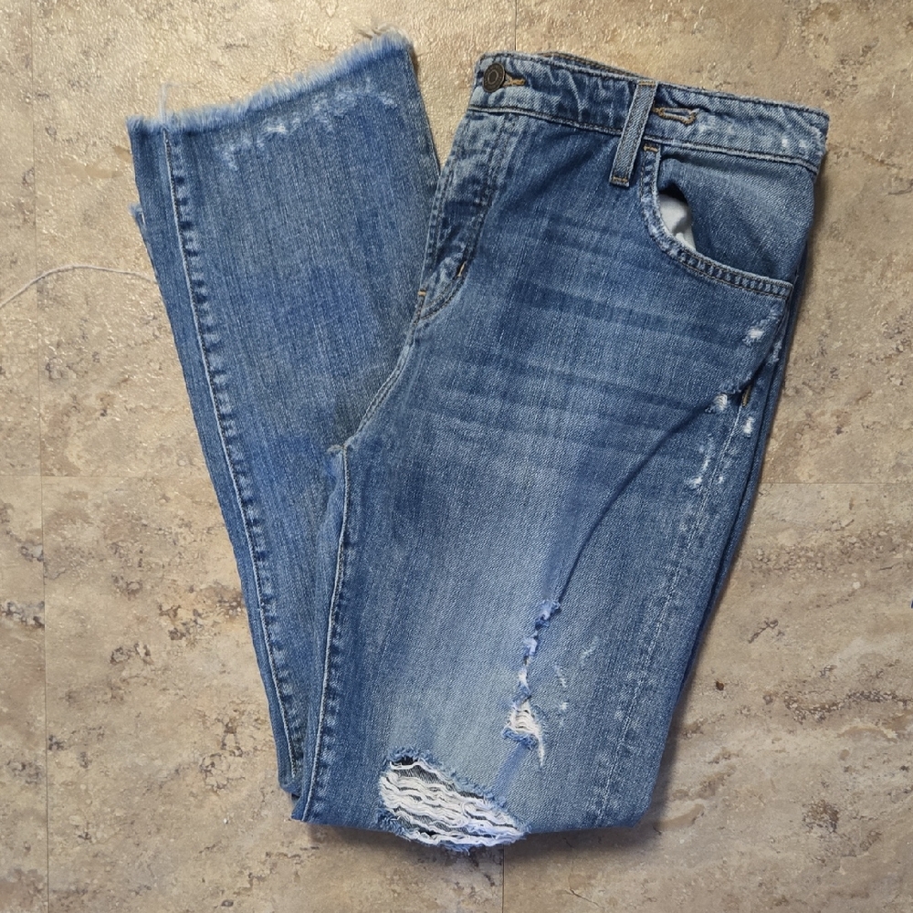 Flying Monkey Distressed Button Fly Straight Jeans - image 1